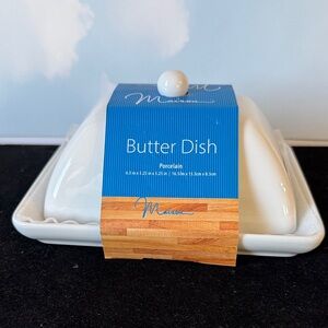 Home Essentials White Porcelain Butter Dish
